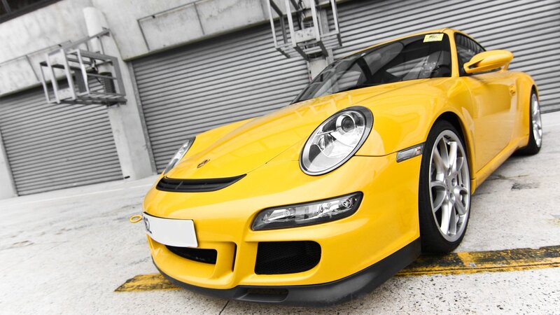 Yellow Porsche sports car