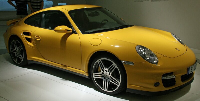 Yellow Porsche sports car