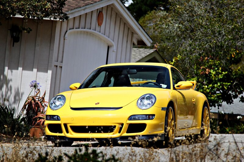 Yellow Porsche sports car