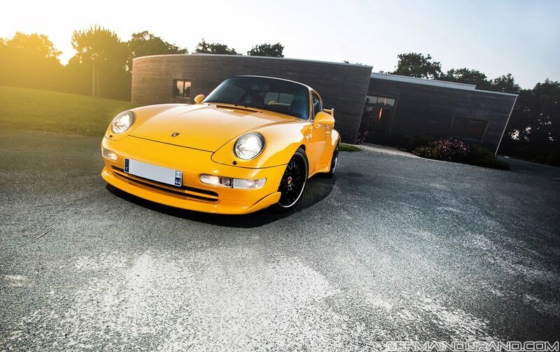 Yellow Porsche sports car