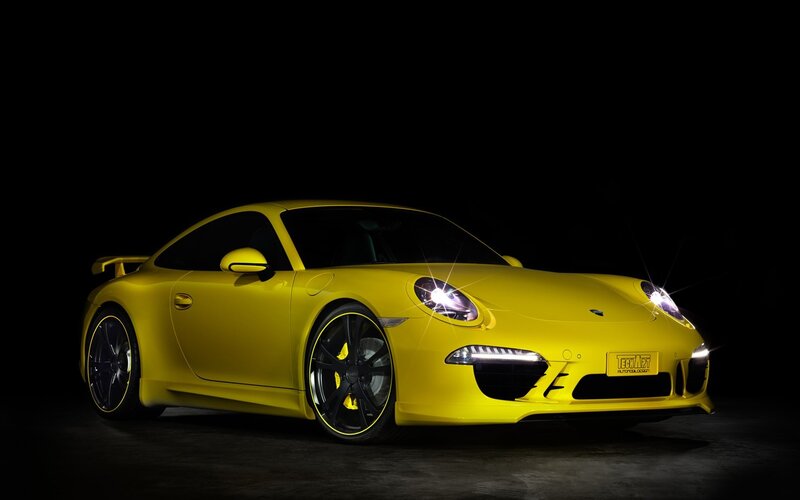 Yellow Porsche sports car