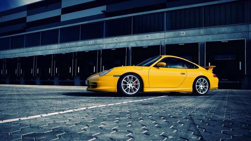 Yellow Porsche sports car