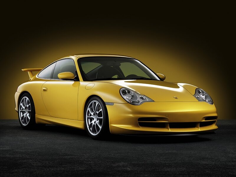 Yellow Porsche sports car
