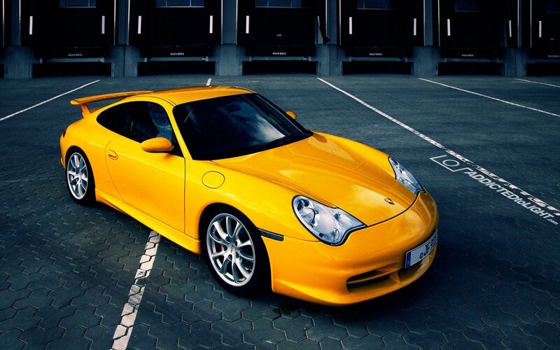 Yellow Porsche sports car