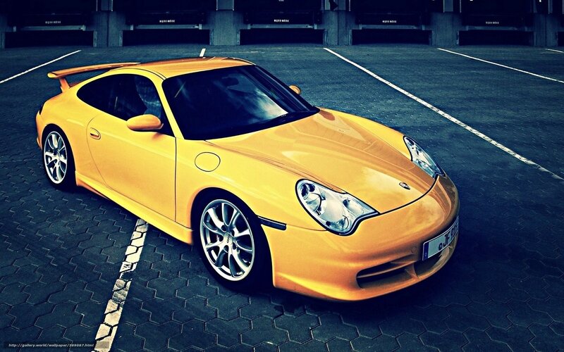 Yellow Porsche sports car