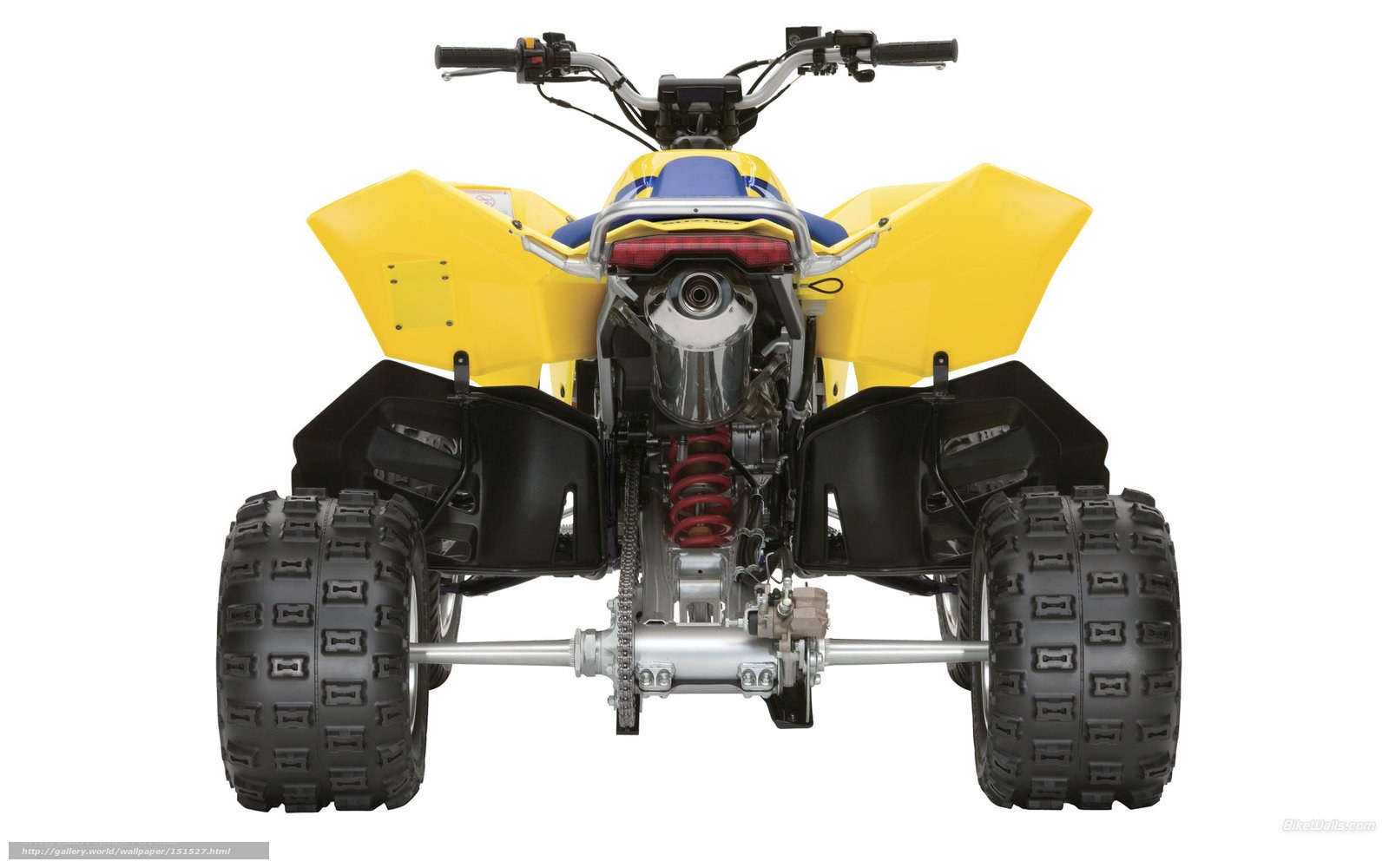 yellow quad bike rear view