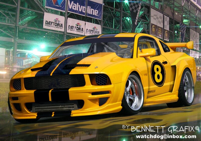 Yellow race car at Daytona