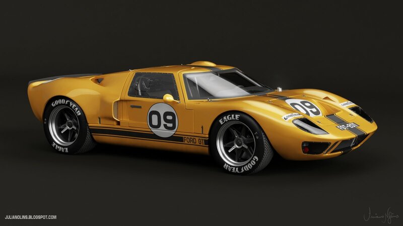 Yellow Race Car — Dramatic, 3d Render, Race Car, Goodyear Tires