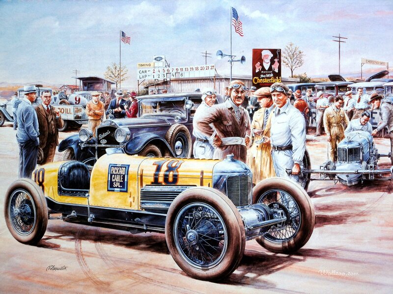 Yellow Race Car — Dramatic, Afternoon, Painting