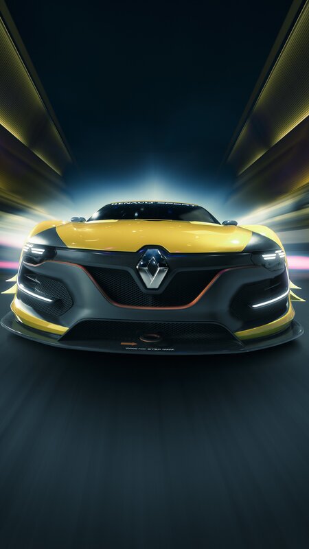 Yellow Race Car — Dramatic, Night, Digital Art, Lights