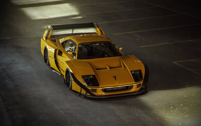 Yellow Race Car — Dramatic, Photograph, Race Car, Parking Lot
