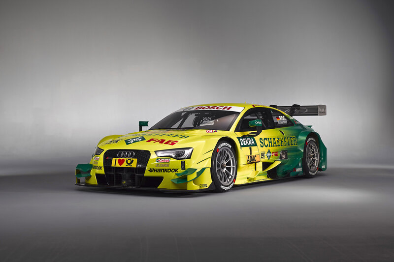 Yellow Race Car — Dramatic, Photograph, Sponsor Logos
