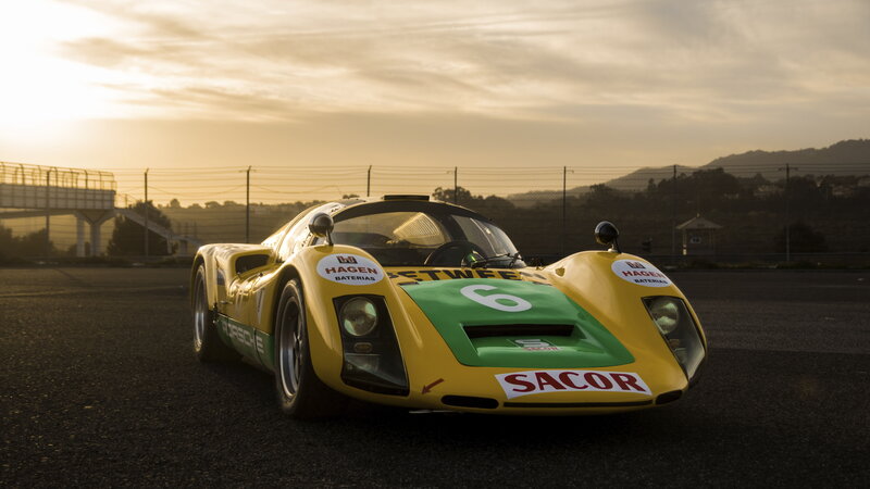 Yellow Race Car — Dramatic, Sunrise, Photograph