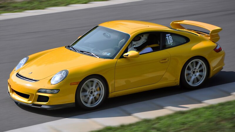 Yellow Race Car — Dynamic, Afternoon, Photograph, Driver, Race Track, Wing, Black