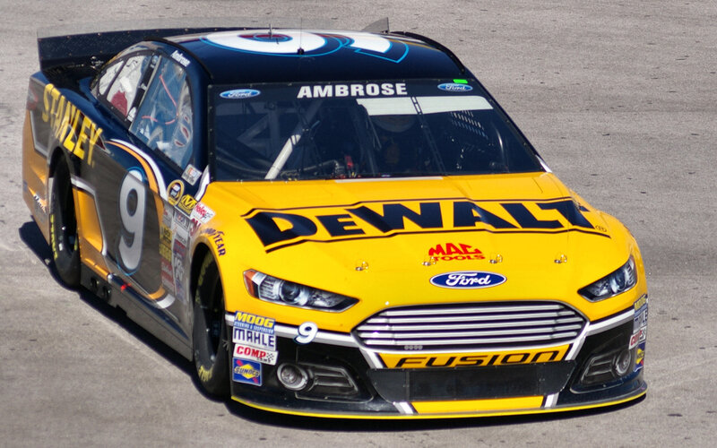 Yellow Race Car — Dynamic, Afternoon, Photograph, Race Track, Ford Fusion