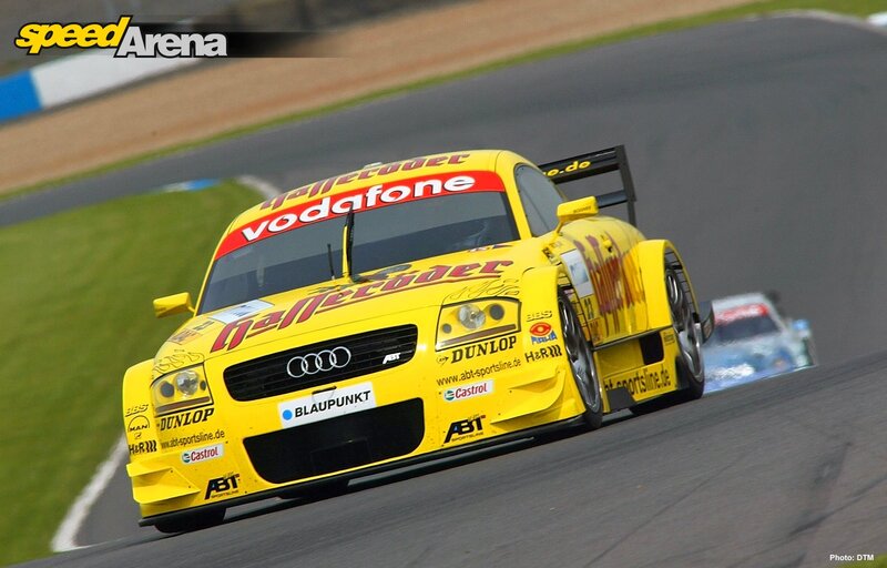 Yellow Race Car — Dynamic, Afternoon, Photograph, Race Track, Other Car, Grass, Black