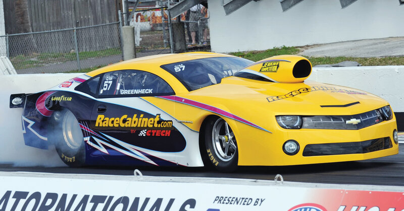 Yellow Race Car — Dynamic, Afternoon, Photograph, Race Track, Smoke