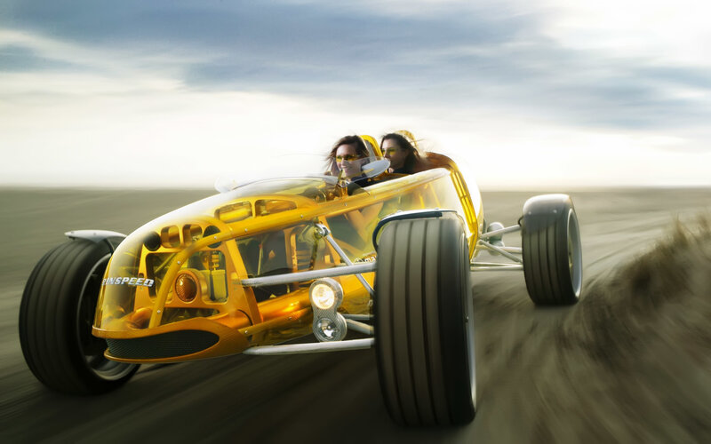 Yellow Race Car — Dynamic, Afternoon