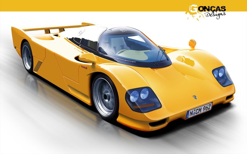 Yellow Race Car — Dynamic, Digital Art