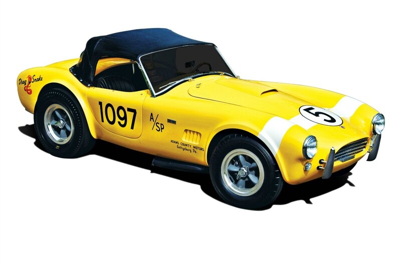 Yellow Race Car — Dynamic, Photograph, Black Convertible Top