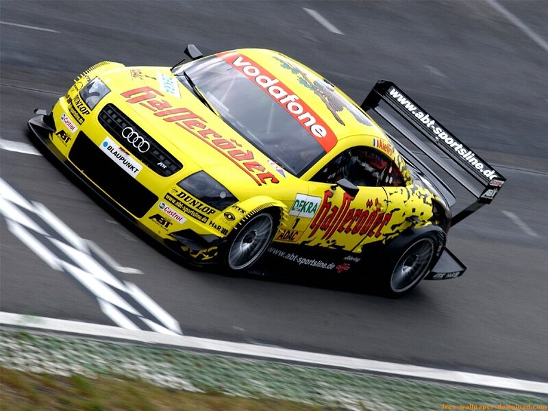 Yellow Race Car — Dynamic, Photograph, Race Track