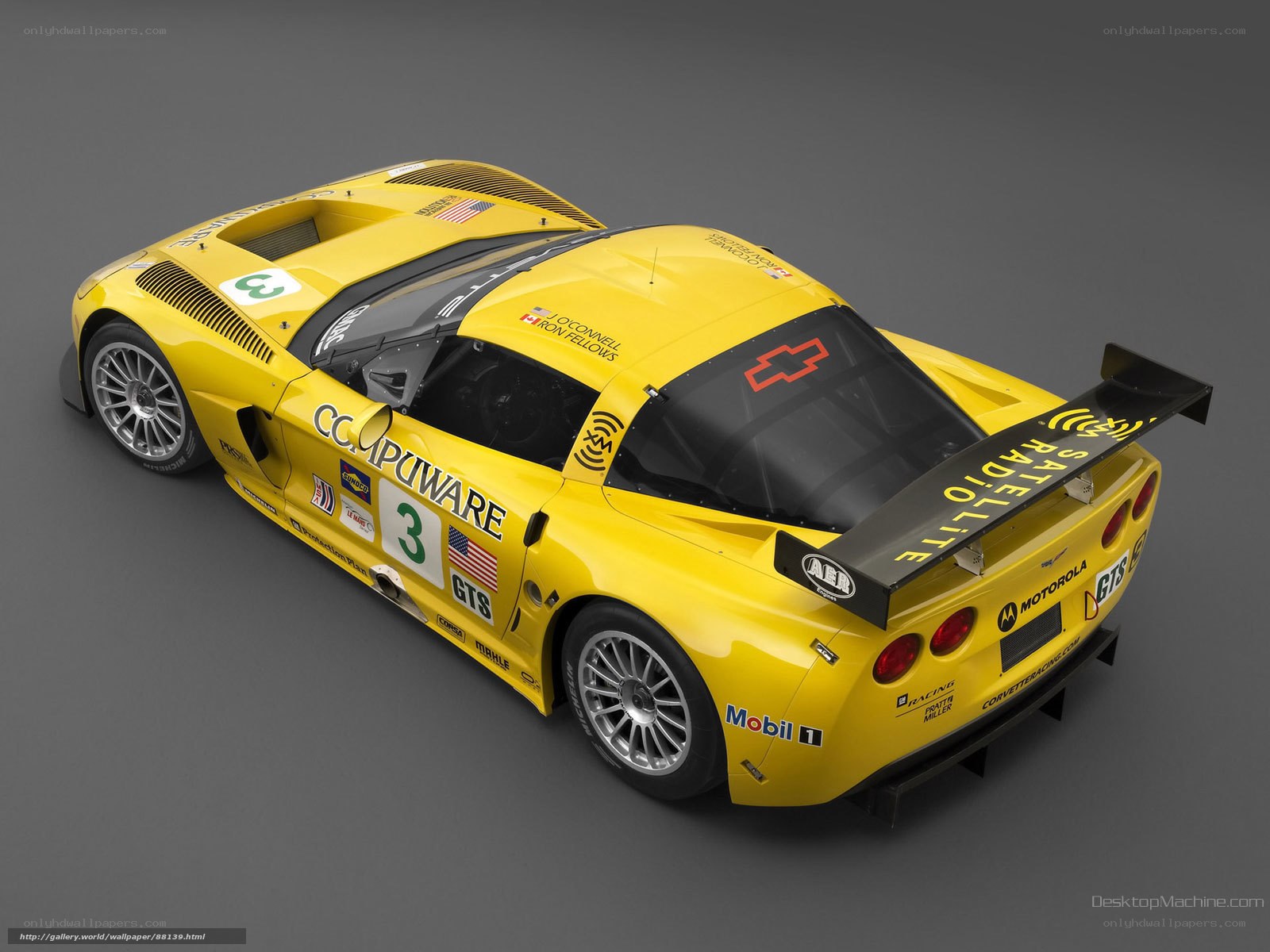 yellow race car from above