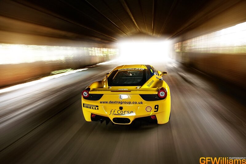 yellow race car in tunnel