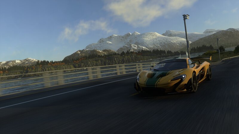 Yellow Race Car on Bridge
