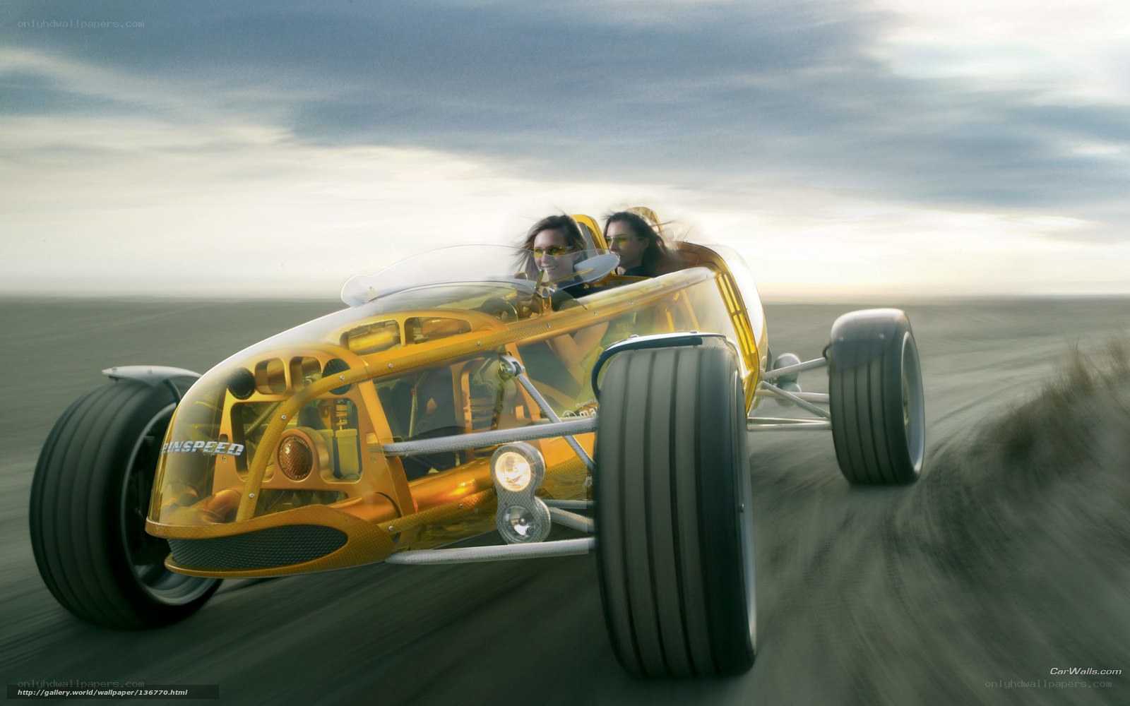 Yellow race car on desert track