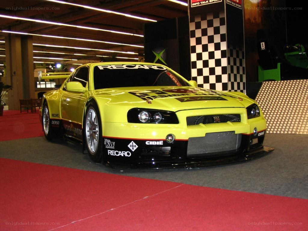 yellow race car on display