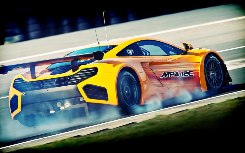 Yellow race car on track