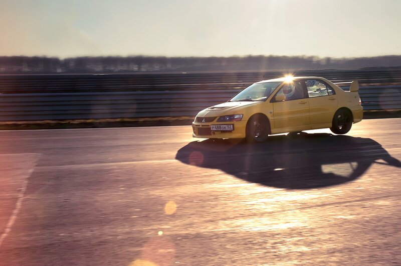 Yellow race car on track