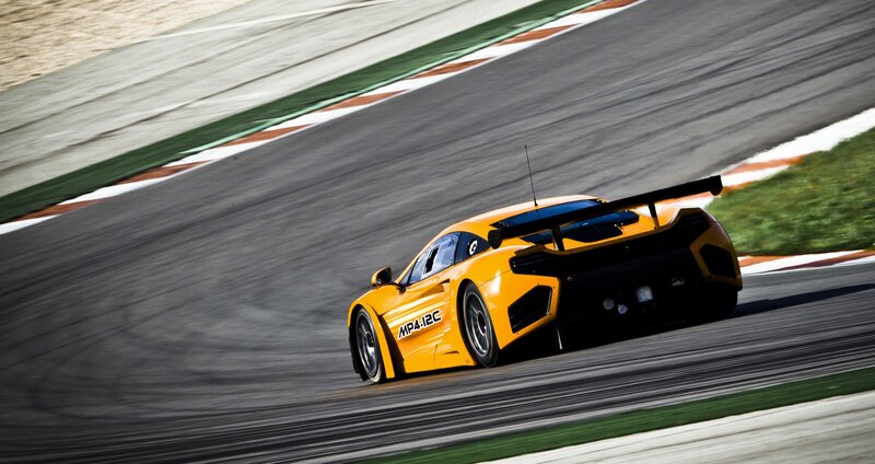 Yellow race car on track