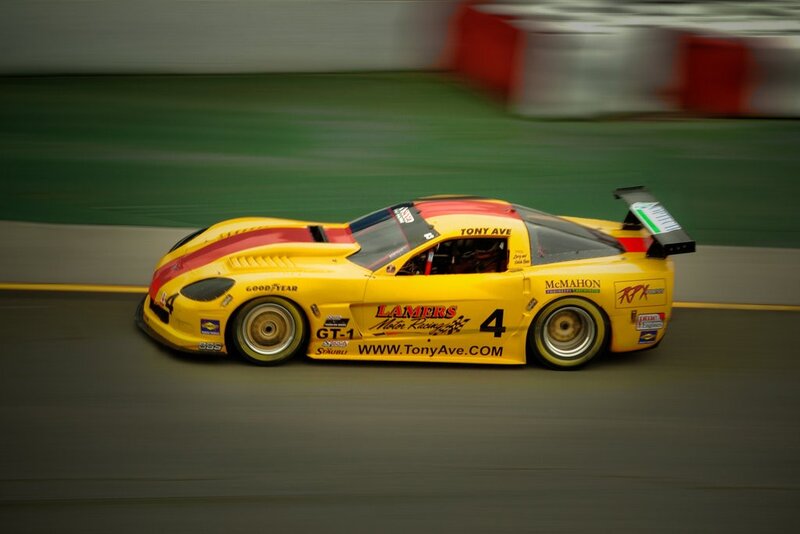 yellow race car on track