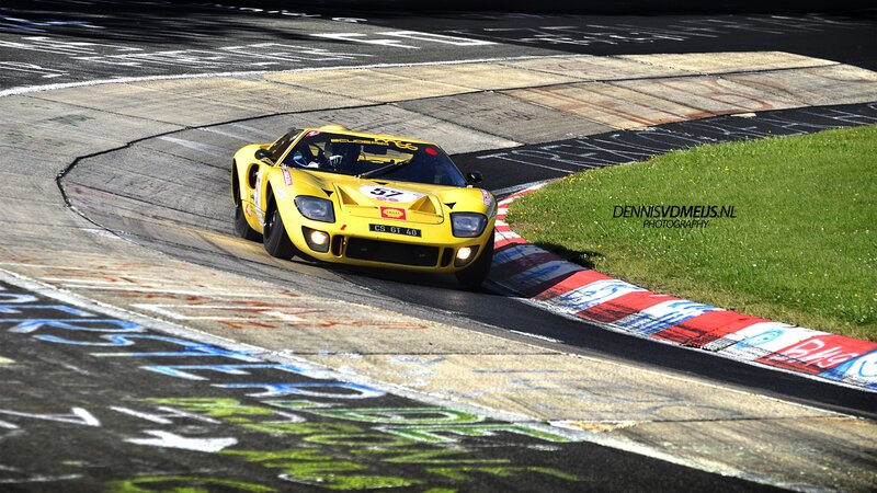 Yellow race car on track