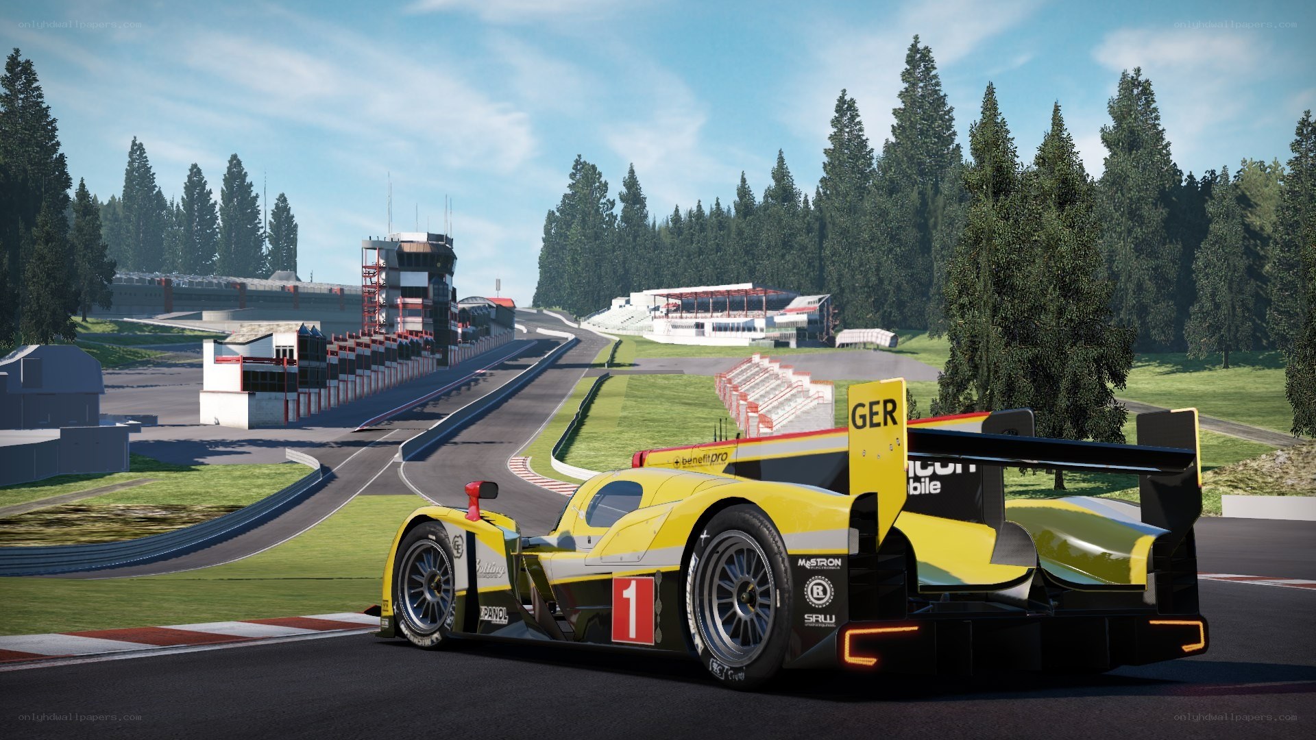 Yellow race car on track