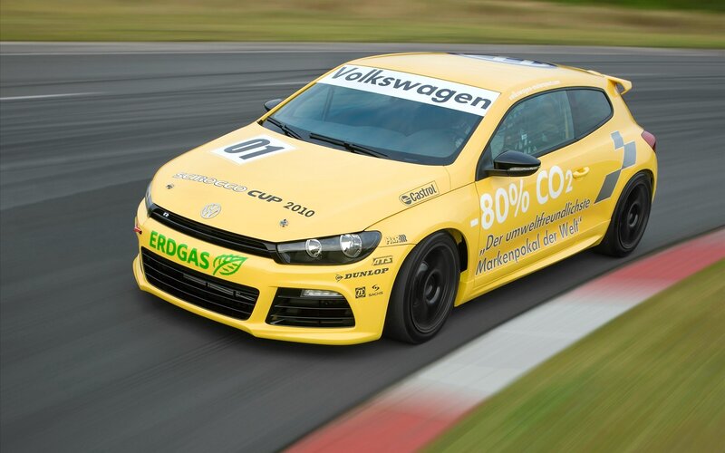 Yellow race car on track