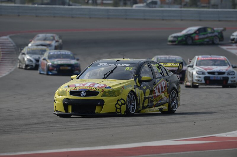 Yellow race car on track