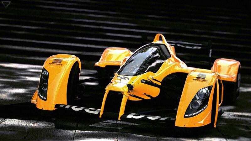 yellow race car on track