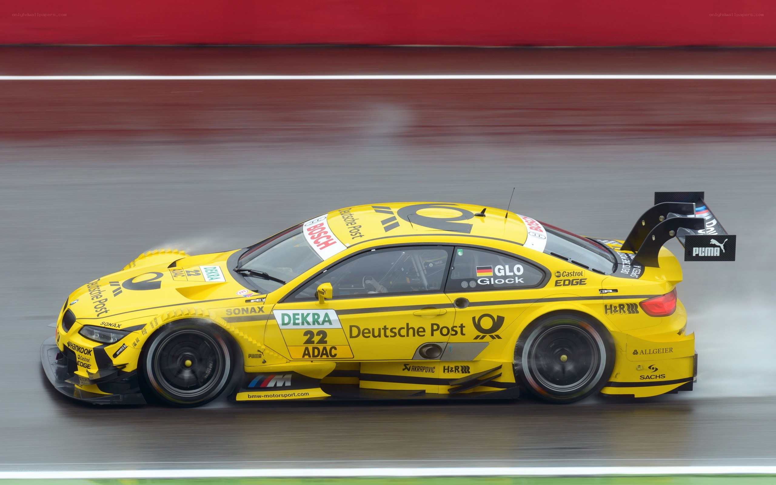 Yellow race car on track
