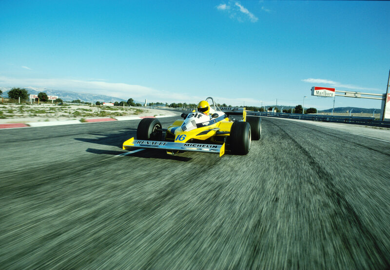 Yellow race car on track