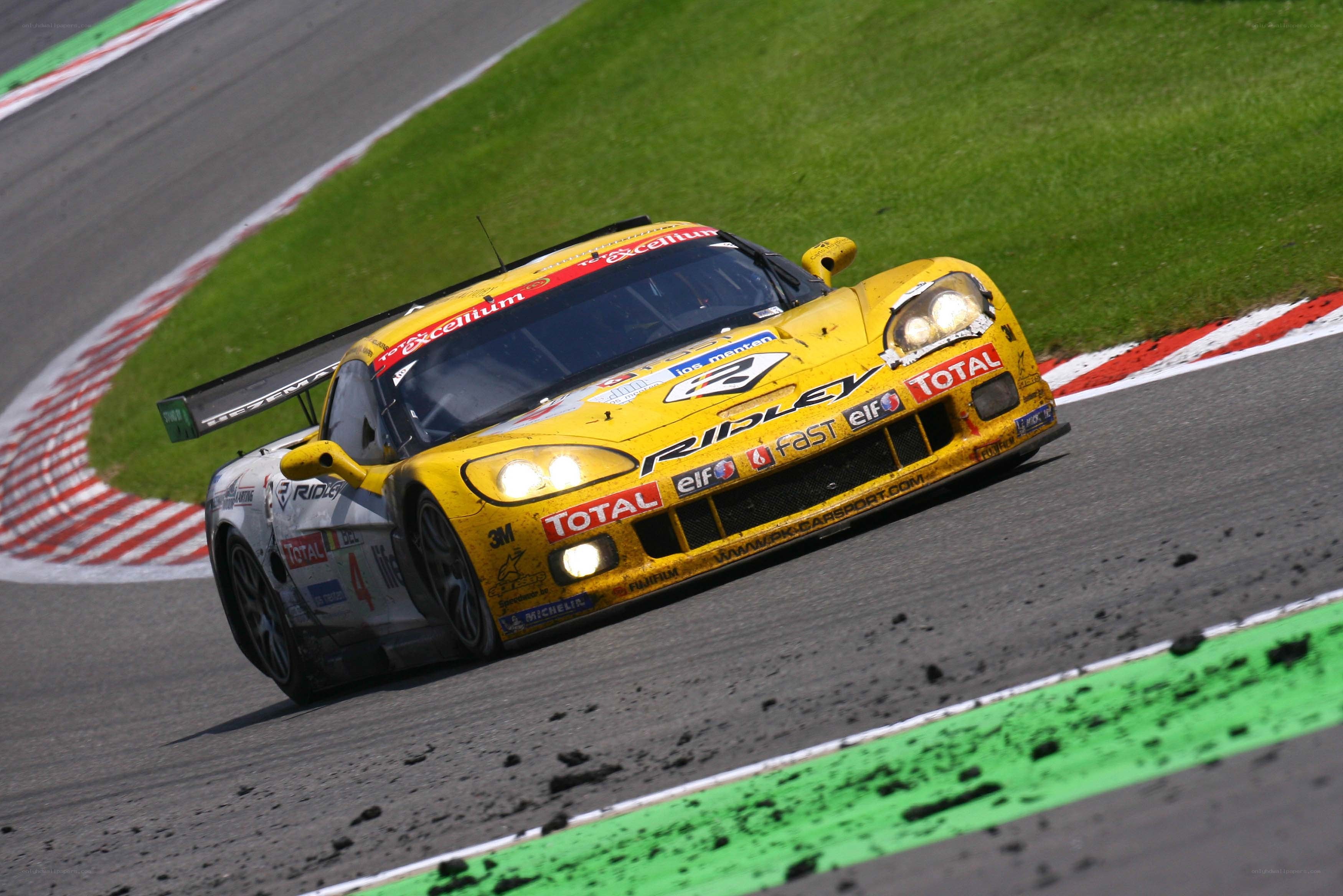 Yellow race car on track