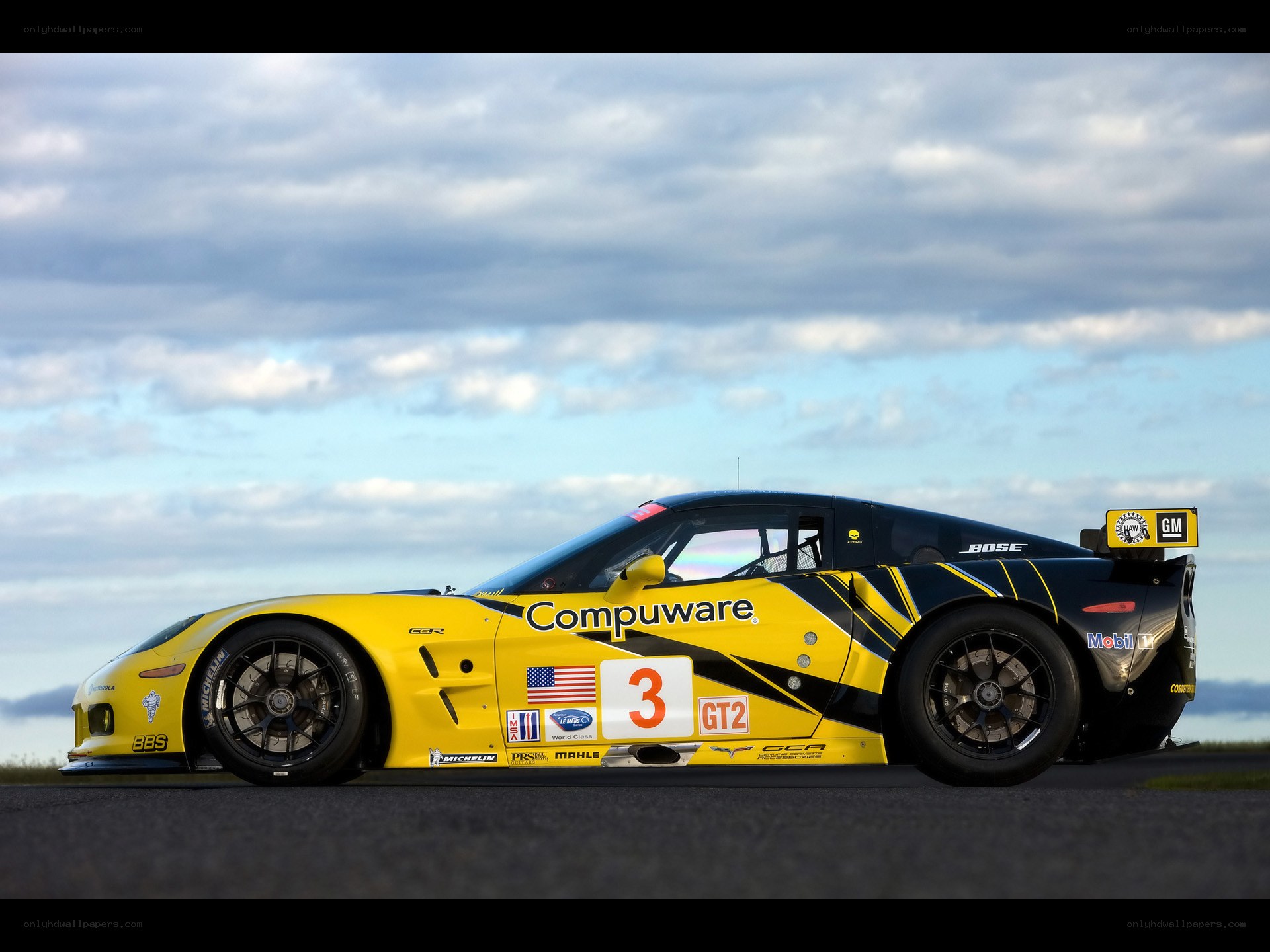 Yellow race car on track