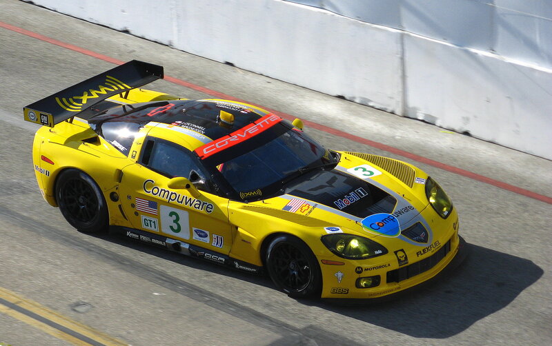 Yellow race car on track