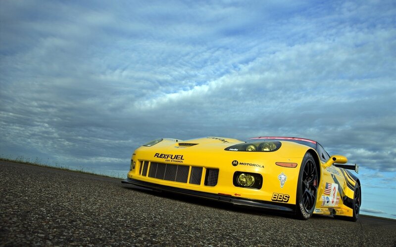Yellow race car on track