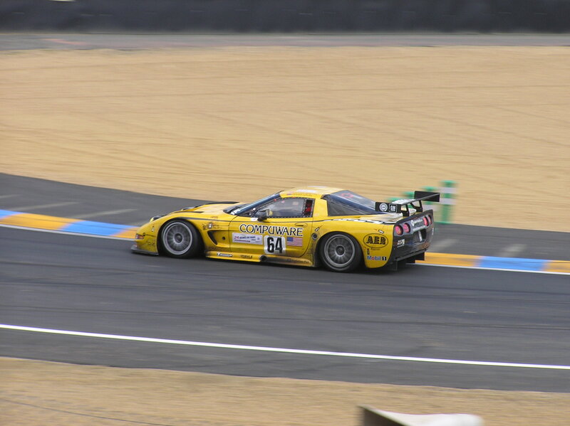 Yellow race car on track