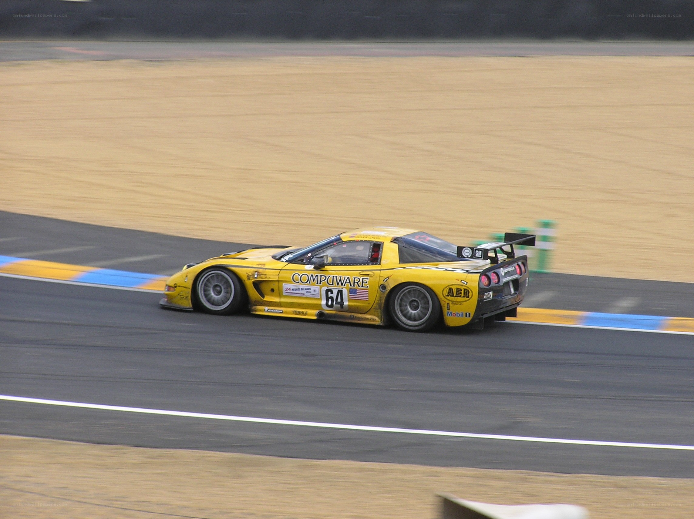 Yellow race car on track