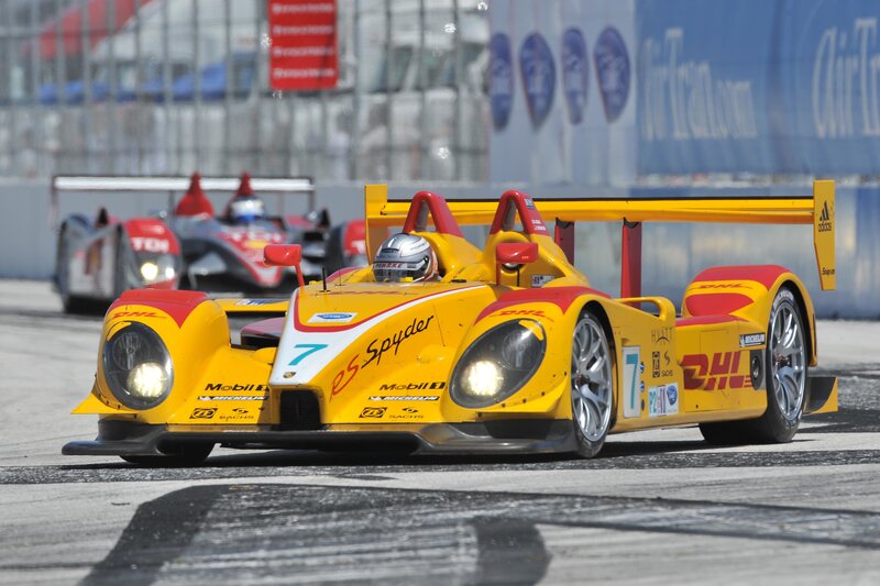 Yellow race car on track