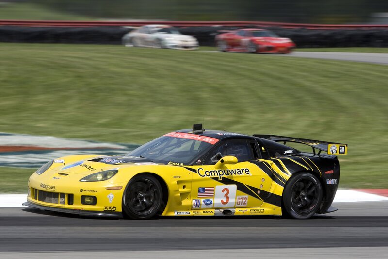 Yellow race car on track