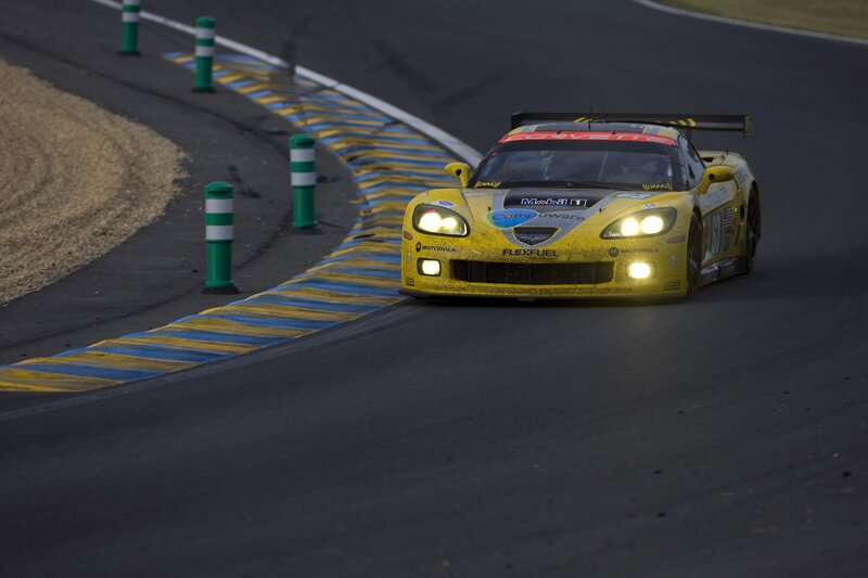 Yellow race car on track